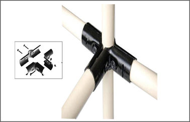 Four Way Black Metal Pipe Joints / Connectors Wear-resisting